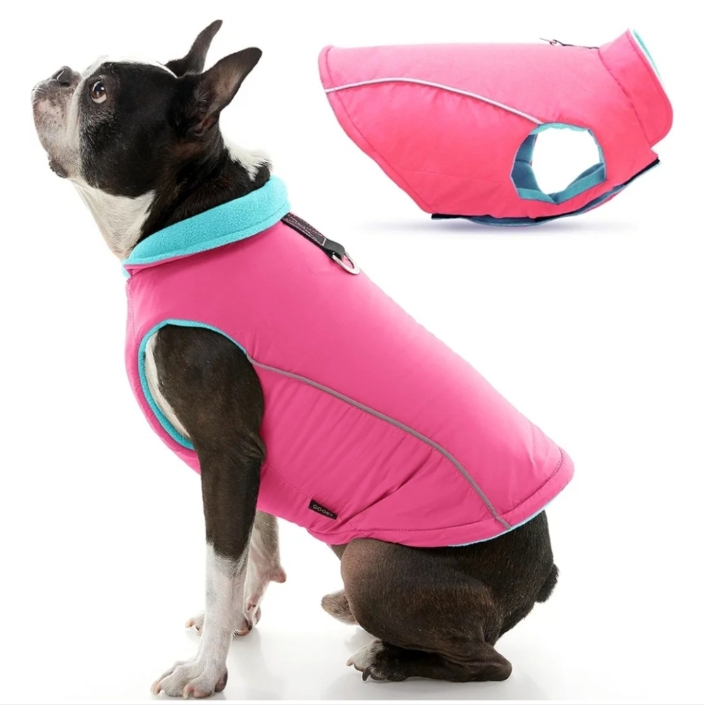 Gooby Sports Vest Fleece Lined Cold Weather Dog Jacket with Reflective Lining S